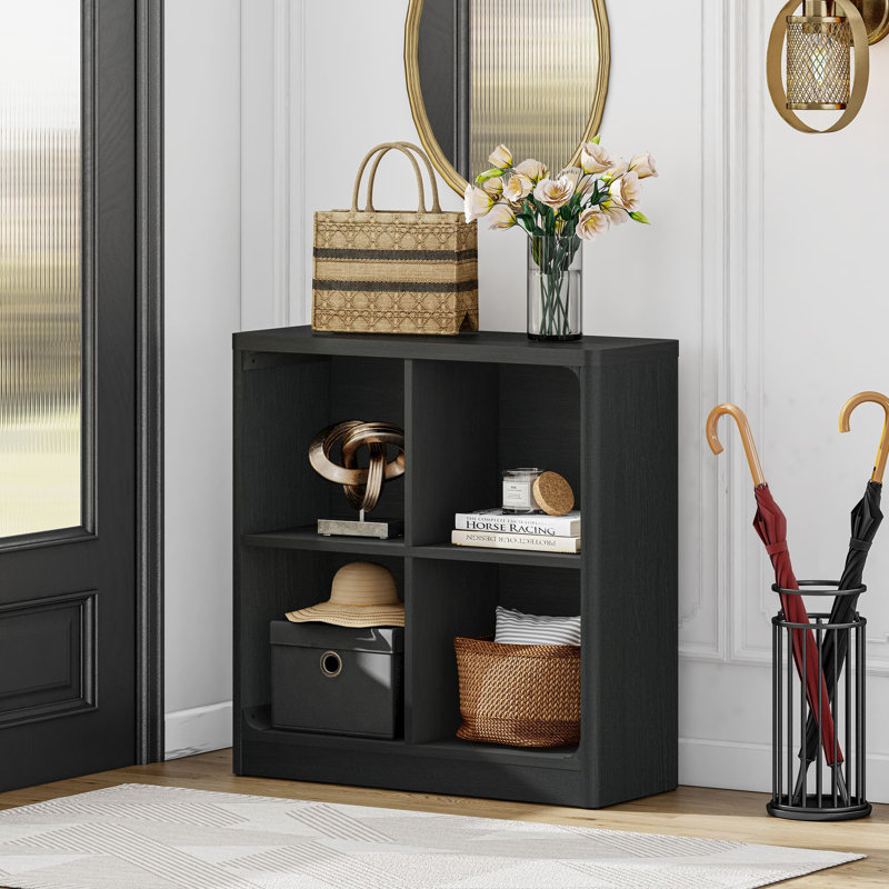 Guinna 30'' Cubby Bookcase, 4-Cube Storage Organizer with Curved Edges, Modern Display Bookshelf for Living Room, Bedroom, Office