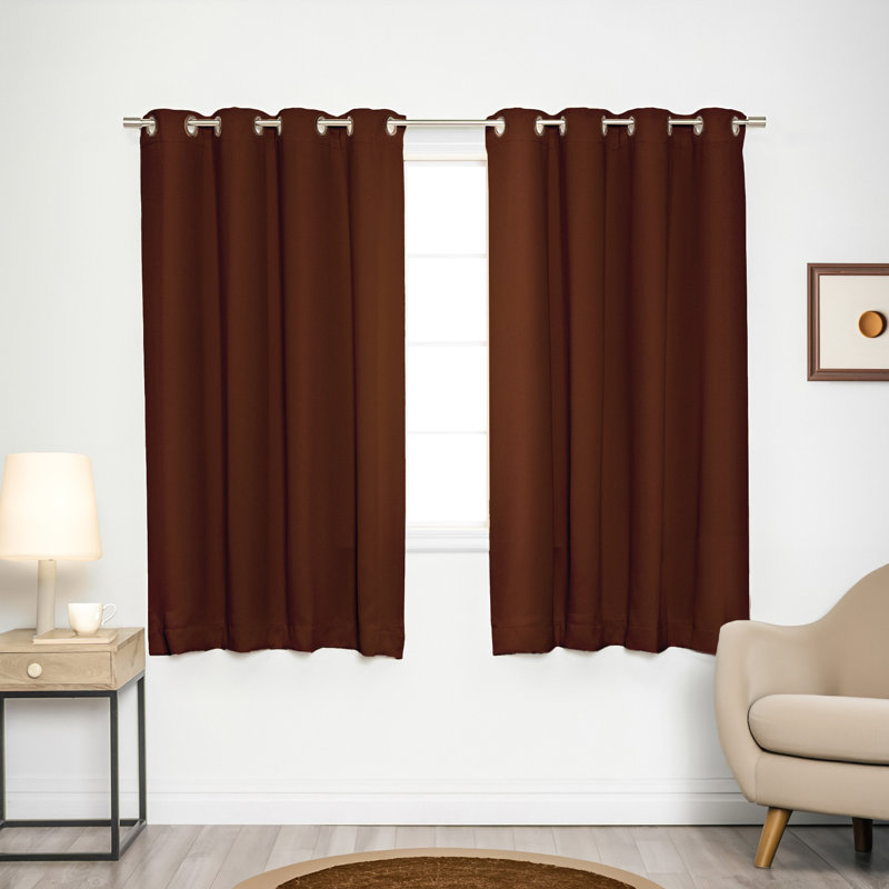 Adina Sevan Solid Thermal Grommet Curtain Panels, 52"W x 63"L, Chocolate