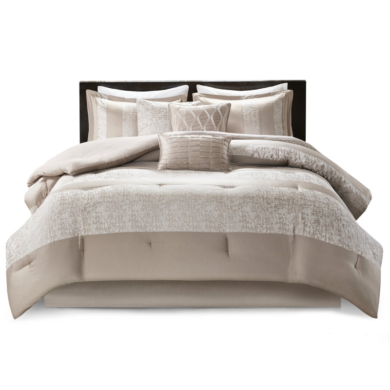 Lit de luxe en chenille 7 pièces - très grand taupe