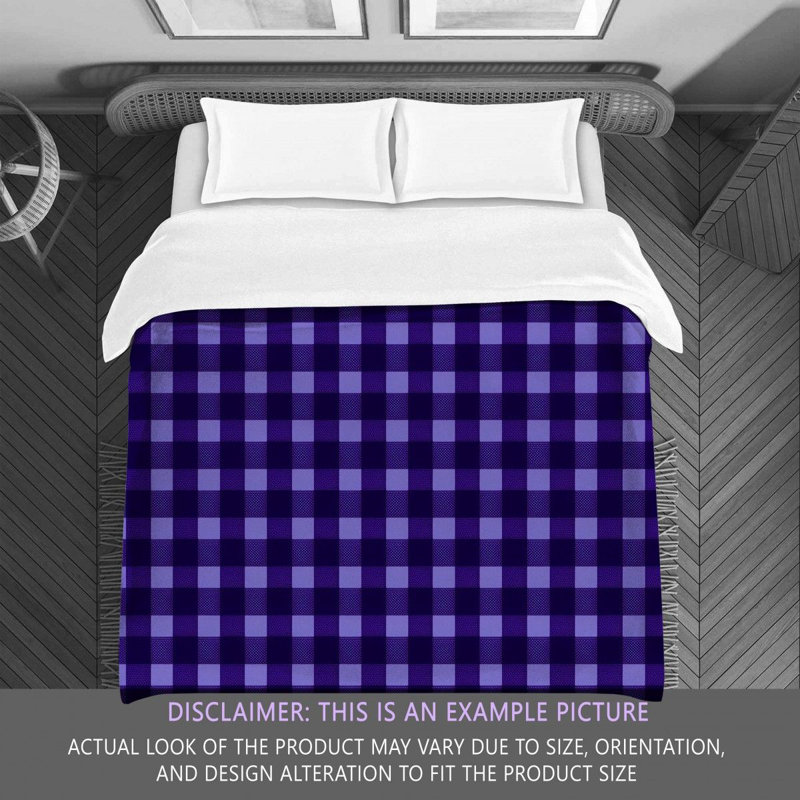 Gingham Comforter, Twin Comforter, Navy/Purple