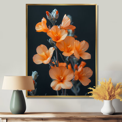 Orange Black Fresh Cut Cherry Blossoms II - Cherry Blossom Wall Art Print