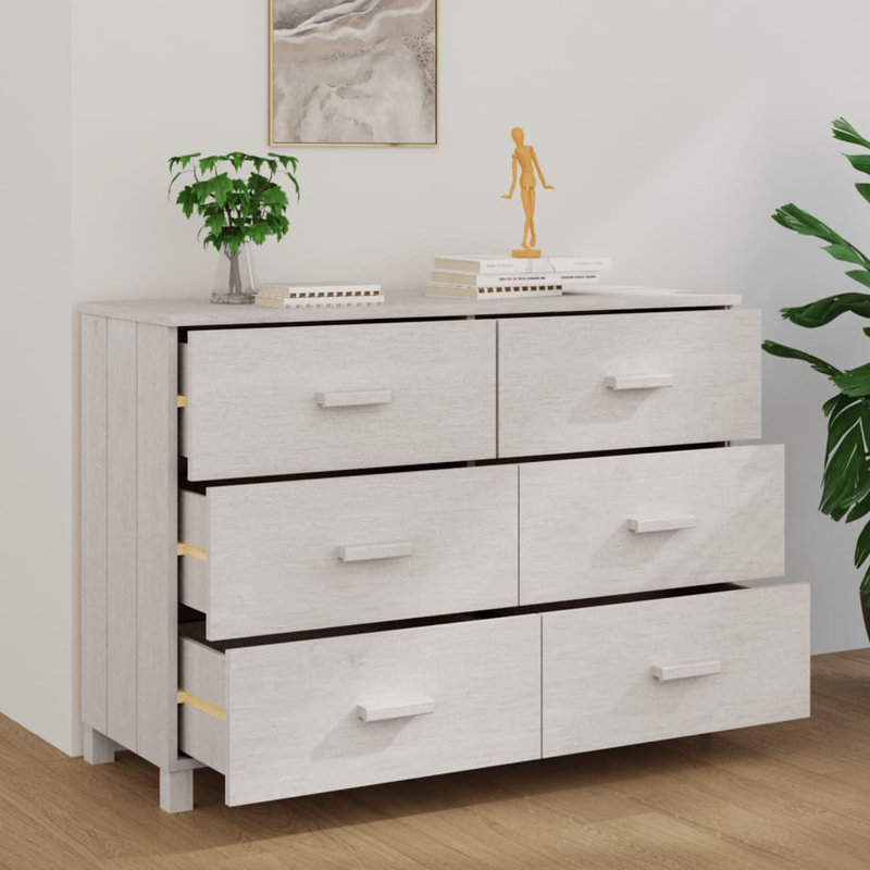 Berning 113cm W 6 - Drawer Chest of Drawers, White