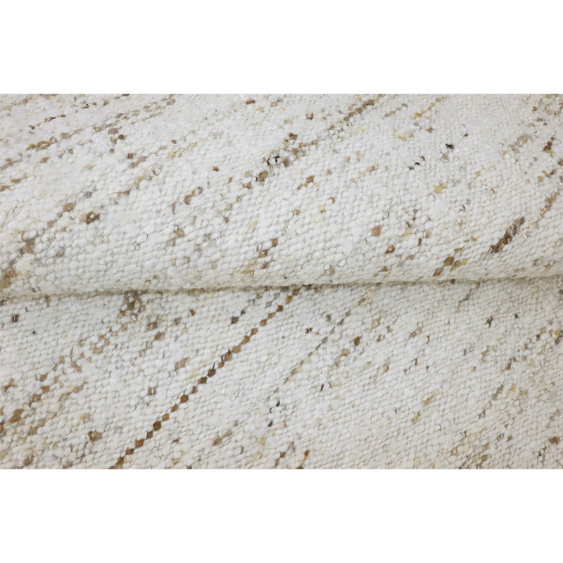 Tapis beige en laine noué à la main, Rectangle 6 pi x 9 pi