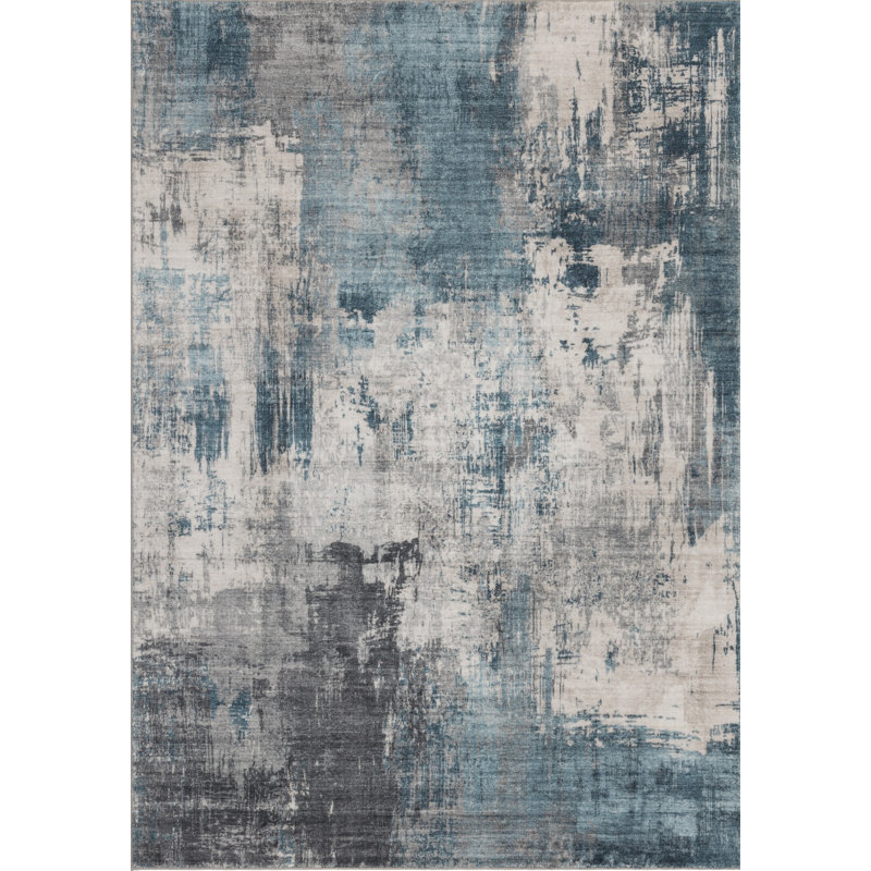 Eakes 794A24950E6549D3B4469F39A33B3739 Blue Area Rug, 94" x 118"