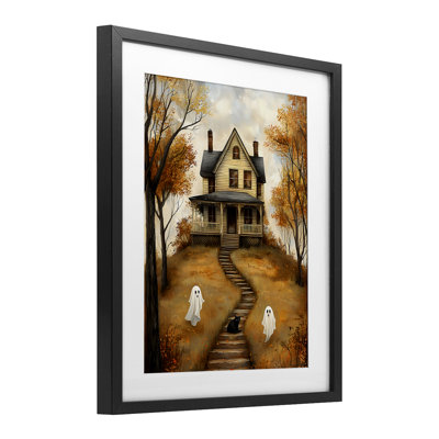 Cozy Halloween House Framed Print Under Glass, design by Creative Studio