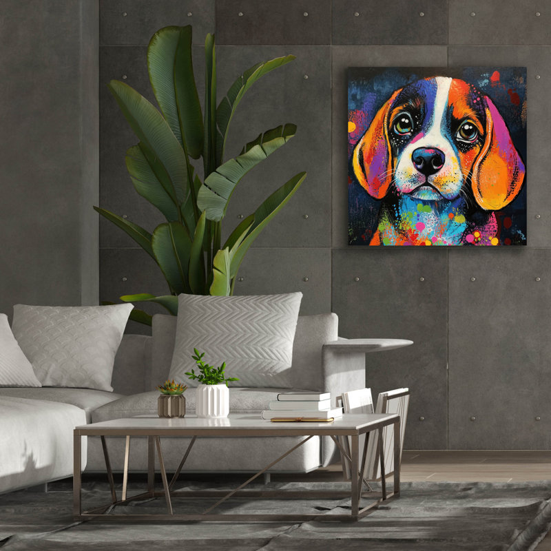 Toile épique Graffiti «Woof Beagle» par Rich Monet, 37 po x 37 po