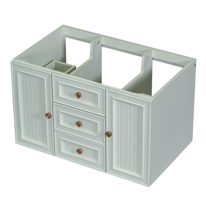 Meuble-lavabo mural 30 po sans lavabo, base d'armoire seulement, tiroir fonctionnel, vert
