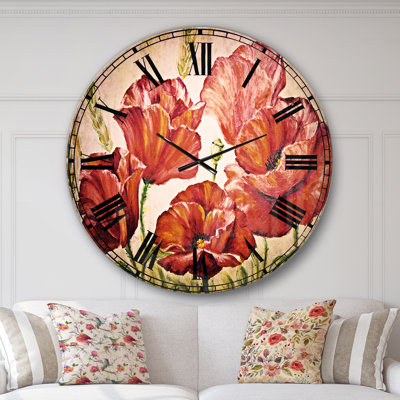 Poppies in Wheat - Horloge murale traditionnelle