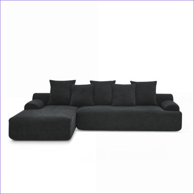 Canapé modulaire, canapé modulaire en L 110,25 x 67 po pour salon | noir | Melange Velvet