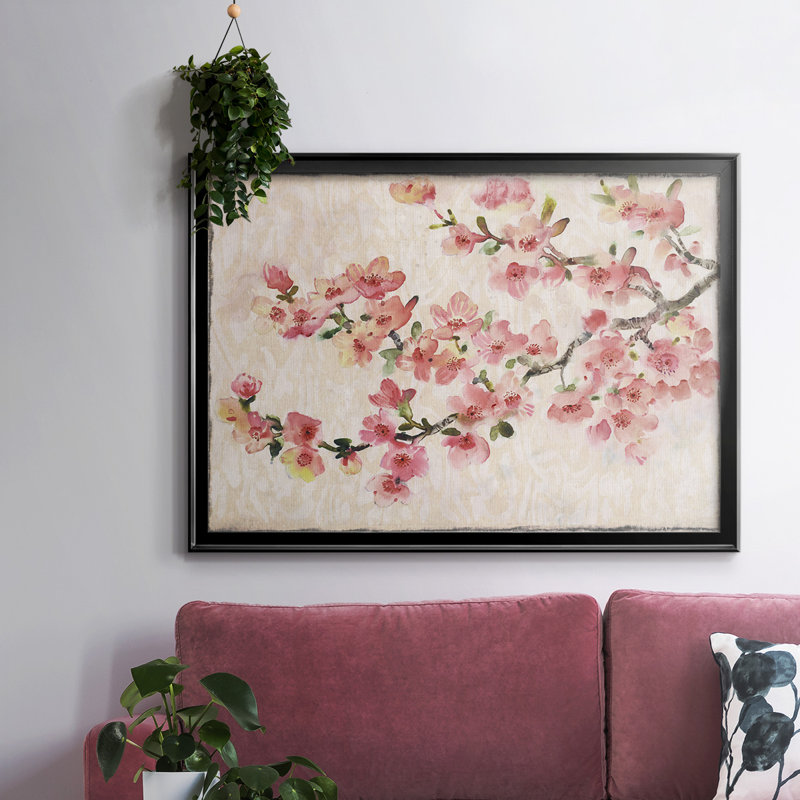 «Cherry Blossom Composition I», reproduction d'art sur toile simple, H 18 po x l 26 po x P 1,5 po, Noir