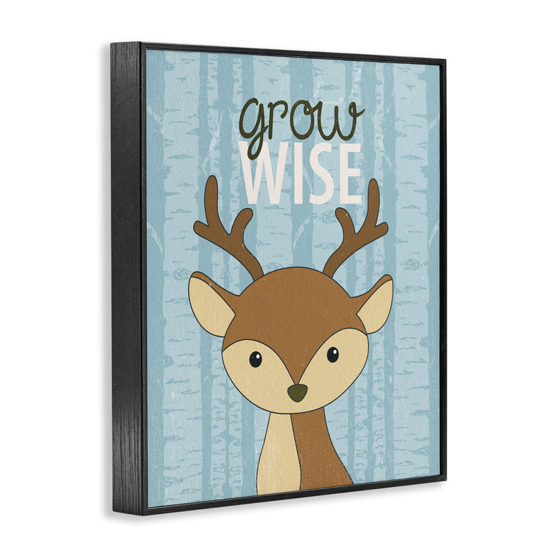 «Grow Wise with Deer», giclée encadrée, design par Kim Allen, H 14 po x l 11 po, Giclée encadrée noir minuit