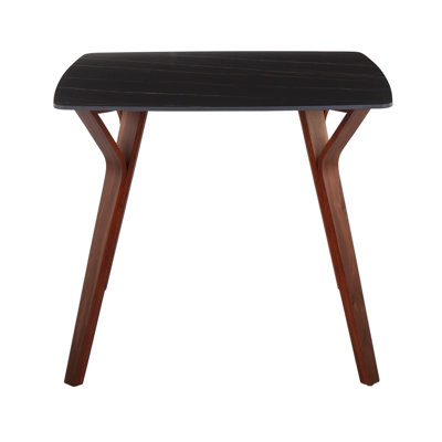 Table de salle à manger en bois de noyer et marbre texturé noir