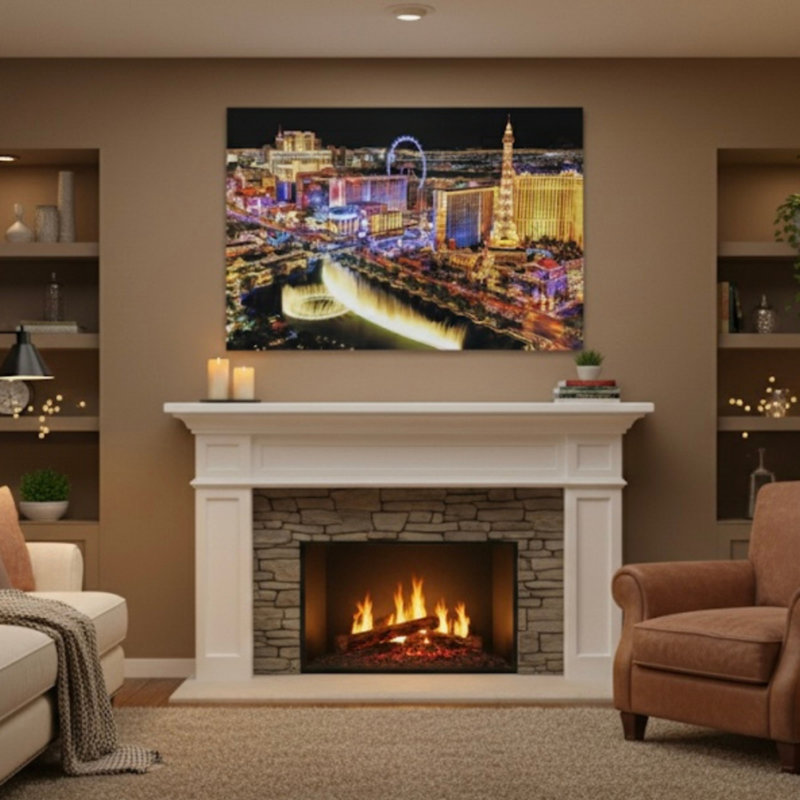 Art mural en verre trempé, Las Vegas Strip Cityscape at Night, 60 po x 40 po