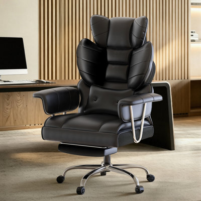 Ergonomic High Back Executive Office Chair with Retractable Footrest, Lumbar Support and Adjustable Height