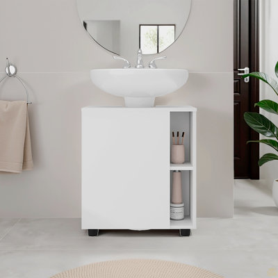 1-Door Pedestal Sink Cabinet With 5 Open Compartments