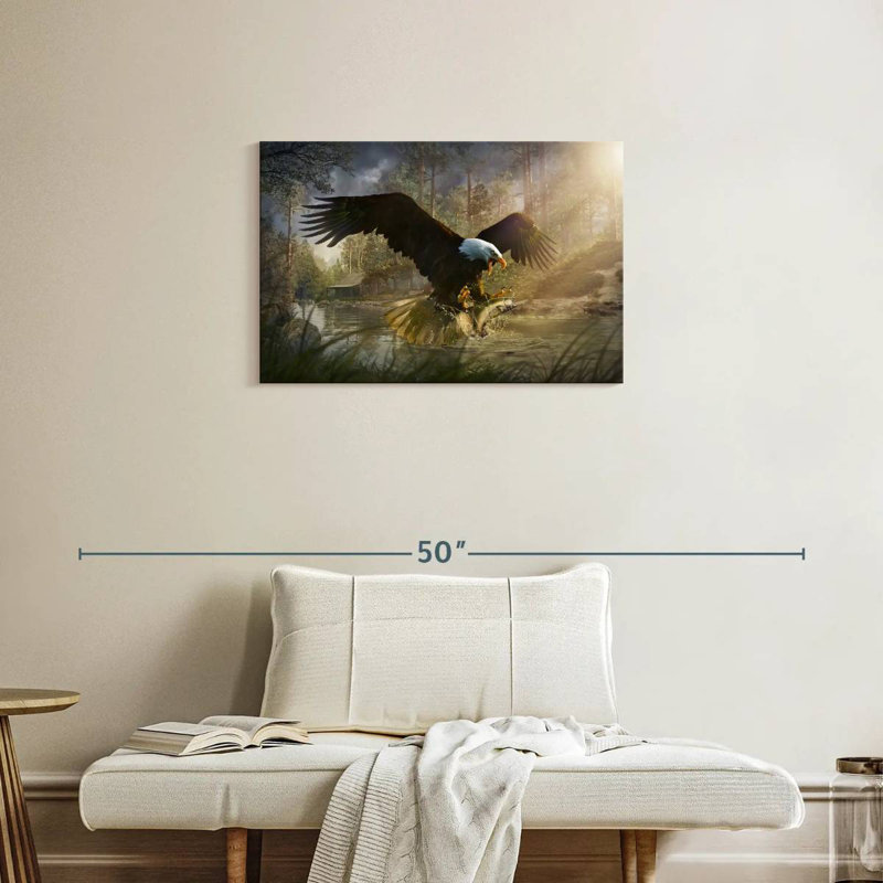 Brampt Bald Eagle Catching Fish, 20" H x 30" W