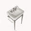 Évier console en céramique blanche 23 po, pieds autoportants en chrome avec barre à serviettes, 3 trous pré-percés-129106293-129106296