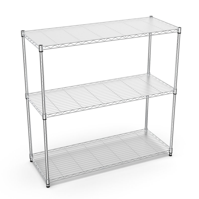 Wire Shelving Unit, (3 Shelves) 47.2"H x 18"W x 48"D, Silver