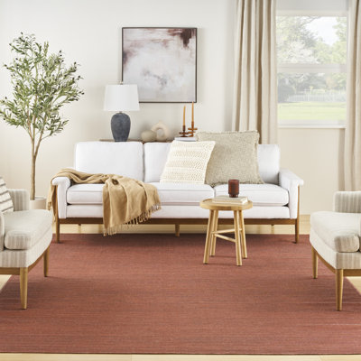 Tapis lavable à la machine en coton de couleur rouge brique Ivanas