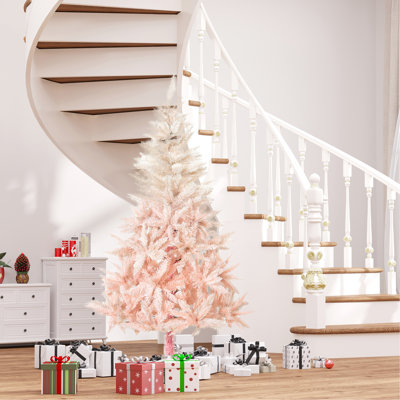 7Ft Unlit Spruce Artificial Christmas Tree With Realistic Branches And 1000 Tips, Pink
