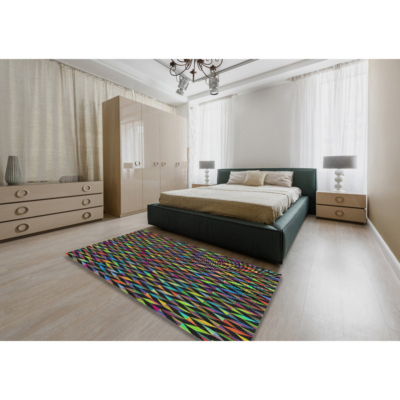 Tapis bleu à motif géométrique Prevost, Rectangle 5 pi x 8 pi
