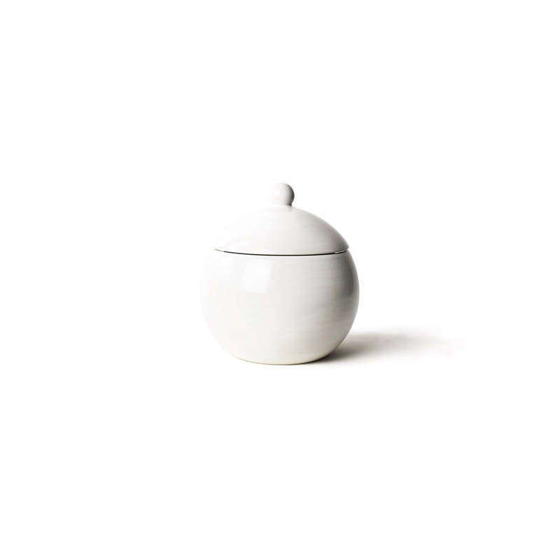 Grand pot à sucette rond blanc Signature avec couvercle