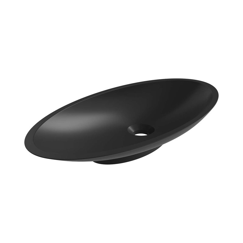 Grace 20" x 10" Ceramic Oval Vessel Sink, Matte Black, Matte Black