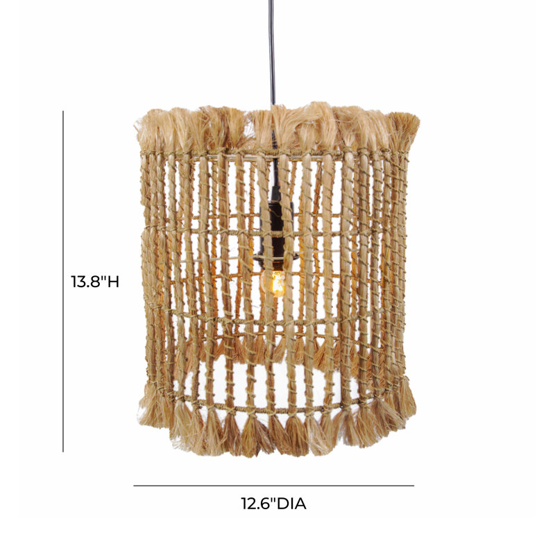 1 - Light Lantern Cylinder Pendant with Rope Accents
