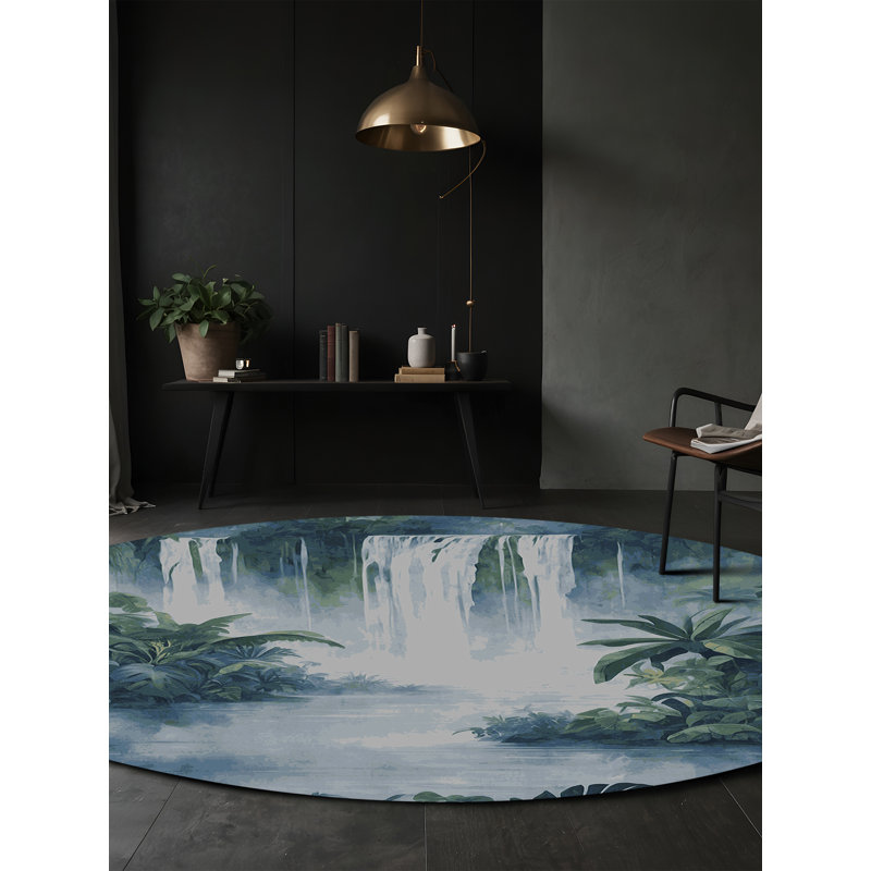 Tapis gris soyeux et moelleux, Rond 5 pi