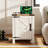 24'' Tall Farmhouse End Table With Charging Station, Wood Nightstand With Adjustable Shelf, Built-in Outlets-1543640927