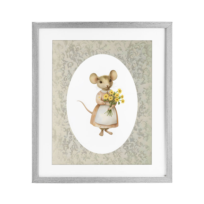 «Little Mouse with Flowers», reproduction encadrée sous verre, design par Arlington Prints, H 21 po x l 17 po