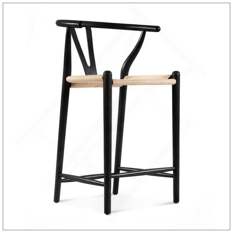 Tabouret de comptoir Wishbone, Noir