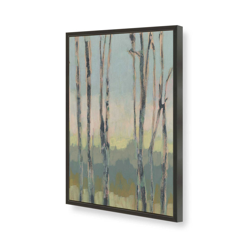 Doux lumière entre les arbres II, Encadrement ouvert, noir satiné, H 11 po x l 9 po