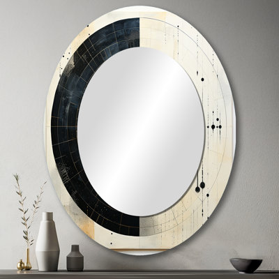 Petit miroir mural ovale gris sur blanc Mid Century Minimalist Oasis