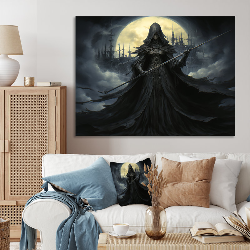 «Enchanting Charcoal Witches I», art mural sorcières, H 34 po x l 44 po x P 1,5 po, Toile tendue