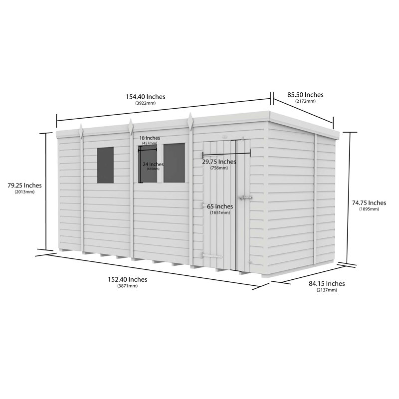 13x7 Pent Composite Shed