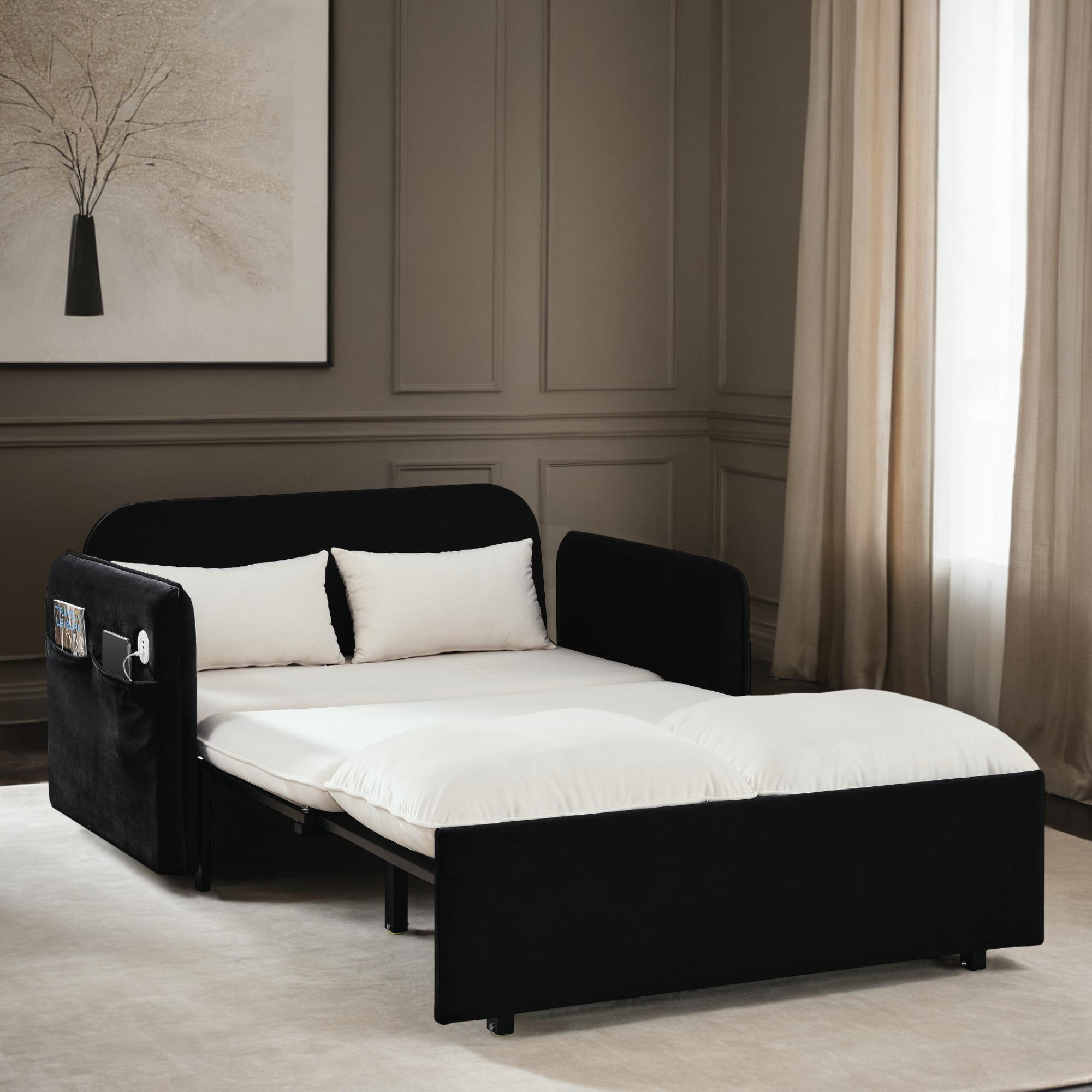 Winston Porter Sharnee 53'' Velvet Sleeper | Wayfair