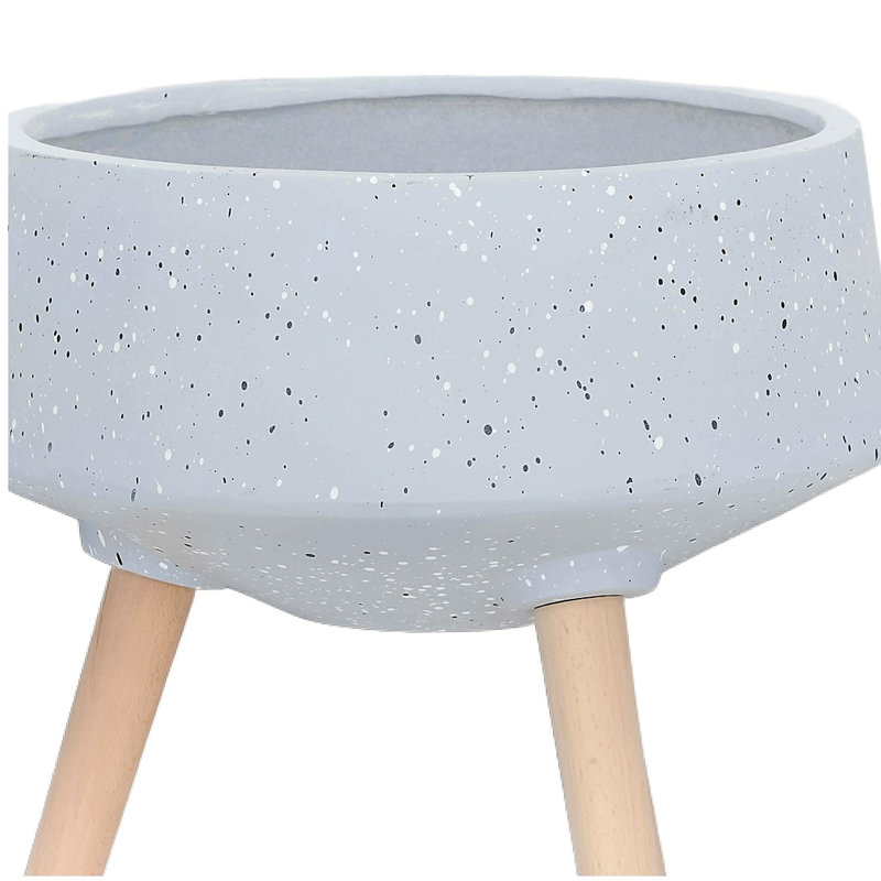 S / 2 DÉCORSEUR DE PIERREZZO 11/15 "AVEC PIEDS EN BOIS, GRIS