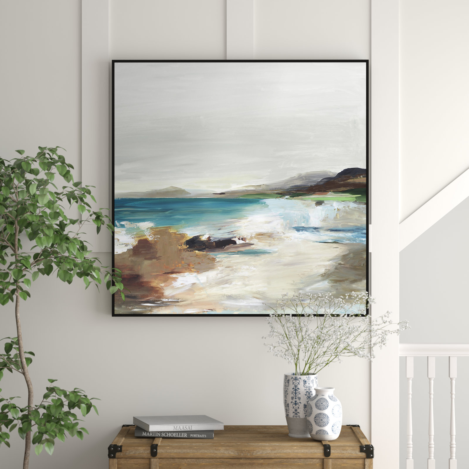 Edan "Calm Lake II" Print by Allison Pearce, Black Framed, 46.5" H x 46.5" W