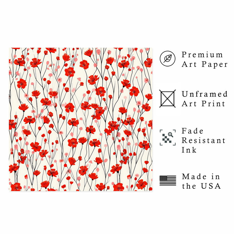 Impression florale sans cadre, H 16 po x l 16 po