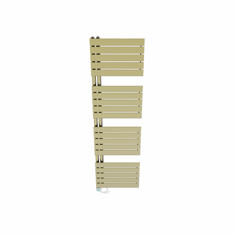 Rinya Designer Towel Rail Heated Towel Rails, Brushed Brass, 180cm H x 50cm W x 6.7cm D