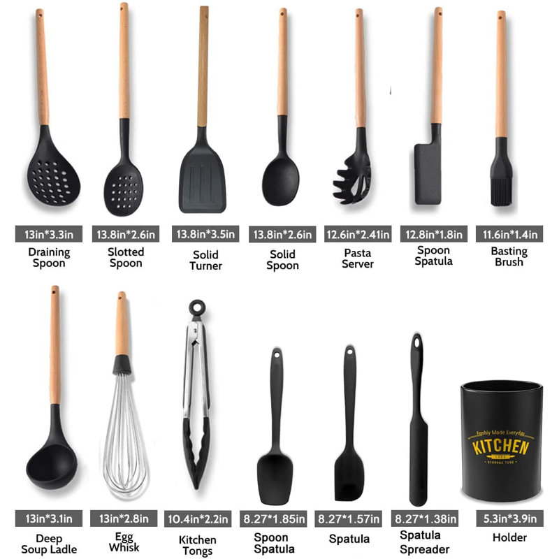 Ruya Company 14 Utensil Set, Black