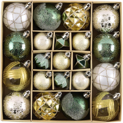Décorations de Noël, ensemble d'ornements d'arbre de Noël 21 carats, boules suspendues incassables pour arbre de Noël, ornements de Noël en vrac pour la décoration de table