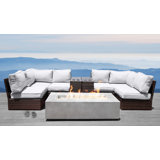 Ensemble de conversation modulaire avec coussins Sunbrella 9 pièces Denora