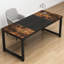 Bureau d'ordinateur rectangulaire avec plateau en bois brun et noir et base en métal noir pour le bureau à domicile-2136474899-2136474897