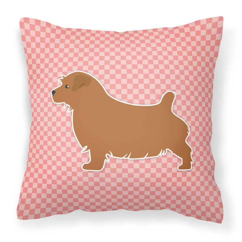 Coussin intérieur/extérieur Norfolk Terrier, Rose, H 18 po x l 18 po x P 3 po