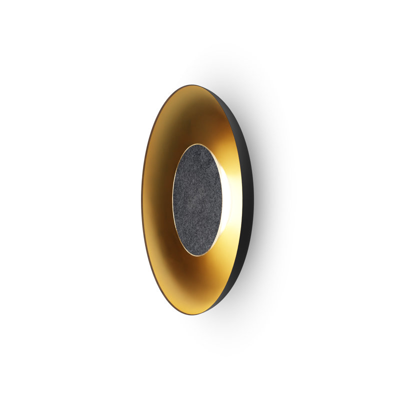 Ramen LED Flush Mounted Sconce, Charcoal/Matte Black/Gold, 3.5" H x 24" W x 24" D