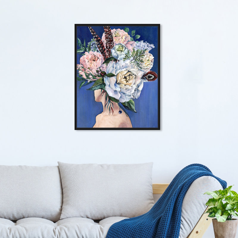 «Beautiful Floral Hair», impression sur toile, Toile avec cadre flottant noir, H 21 po x l 17 po