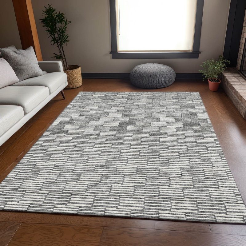 Premium Machine Washable Prisco Gray Rug, Rectangle 10' x 14'