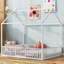 Lit double pleine grandeur en métal avec clôture et porte, blanc-96415410